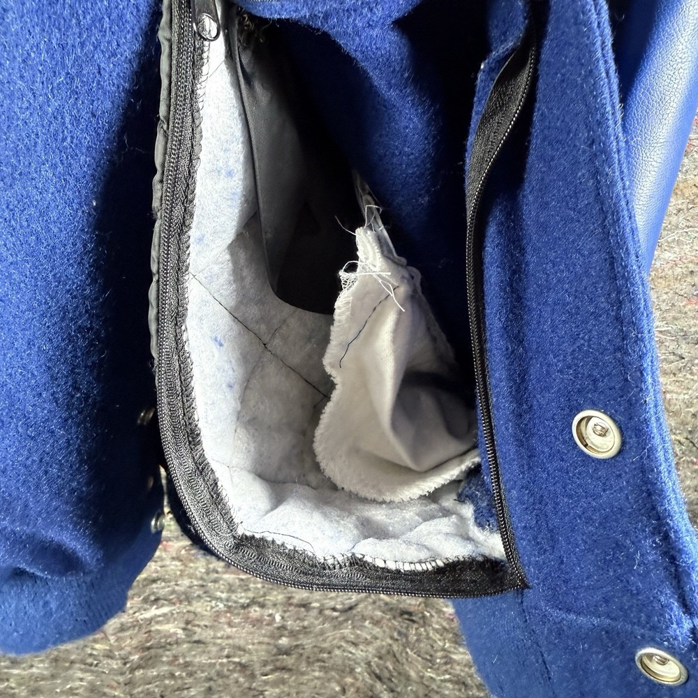 Neff letterman Varsity Jacket XL Wool Blend Blue Snap Button Vintage Sample - Picture 9 of 15